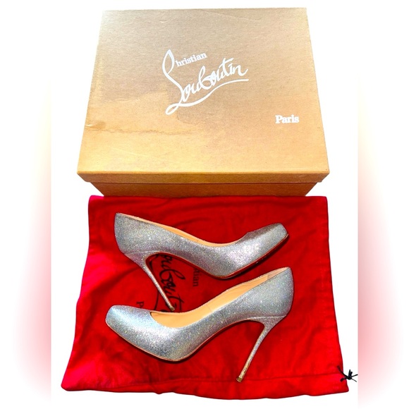 Christian Louboutin Glitter Silver Heels